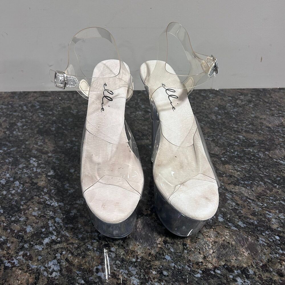 Ellie Platform Sexy Stiletto Heels 7 in. Clear Bottom Sz 10 Women’s - Picture 3 of 9